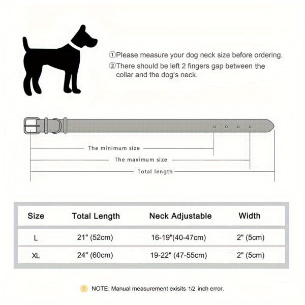 Heavy Duty Studded Leather Dog Collar for Medium and Large Dogs - Durable and Comfortable - Image 2