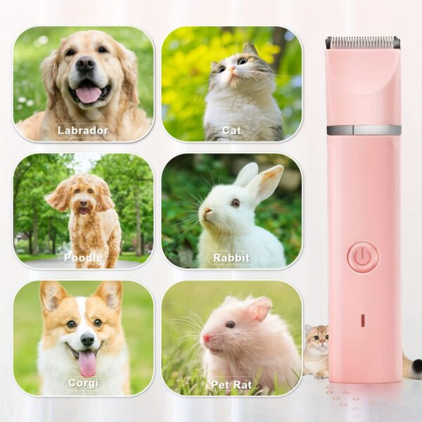 [600mAh Quiet Pet Grooming Kit] Quiet Pet Grooming Kit: Rechargeable Dog & Cat Hair Clippers with Low-Noise Paw Trimmer and Cordless Nail Grinder - USB Powered, 600mAh Battery - Image 11