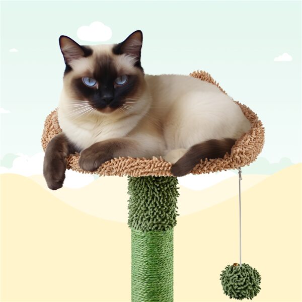 Costoffs 53.5'' Height Cactus Cat Tree Cat Furniture with Natural Sisal Hammock Platform Cat Tree Basket Cat Climbing Tree for Small- to Medium-sized Cats - Image 7