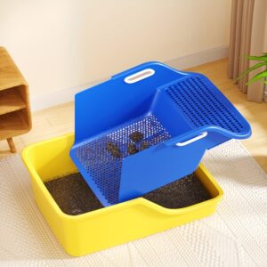 UPKEYE Large Cat Litter Box with Integrated Scoop - Easy Clean, High-Sided, Leak-Proof Design for Multiple Cats