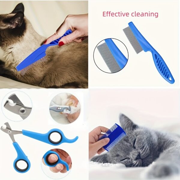[8-Piece Pet Grooming Kit Uncharged] 8-Piece Pet Grooming Kit for Dogs - PP Material, Uncharged, Battery-Free - Includes Shampoo Brush, Flea Comb, Nail Clippers, Toothbrush, and More - Image 7