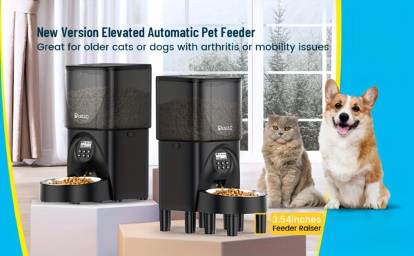 Elevated Automatic Cat Feeders, 19 Cup Timer Dry Food Dispenser for Cats and Dogs Pets with Desiccant Bag, Dog Feeder with Portion Control, Voice Recorder, 1 Pack - Image 13