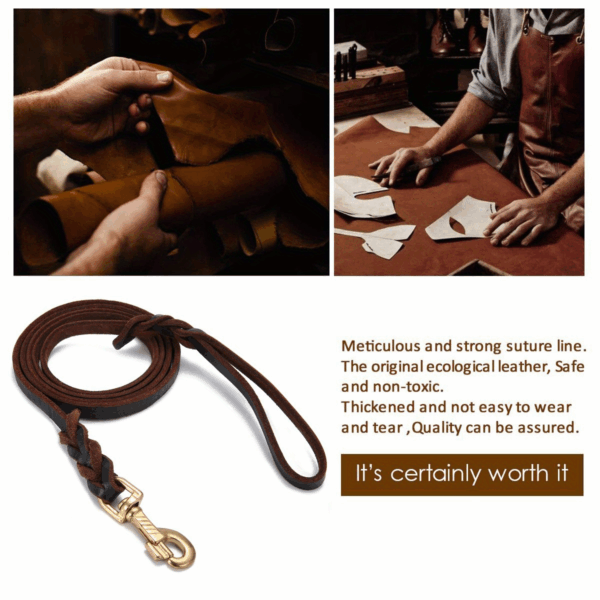 6ft Genuine Braided Leather Dog Leash - Strong, Soft, and Comfortable Heavy-Duty Training Leash for Large, Medium, and Small Dogs - Ideal for Walking, Training, and Everyday Use - Image 11