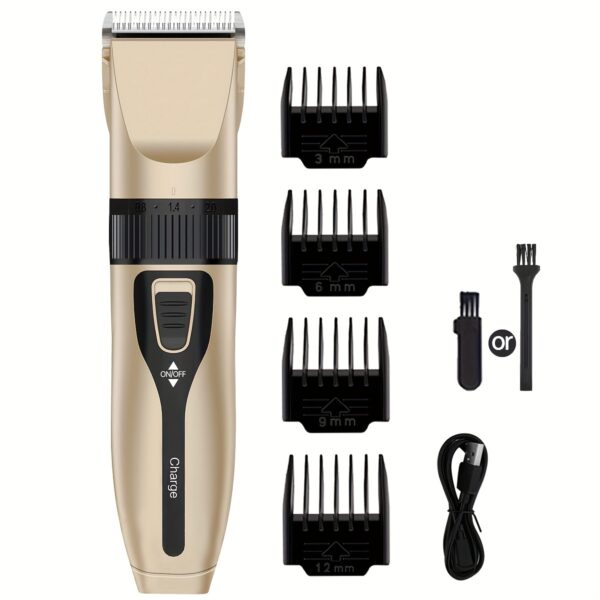 Professional Pet Grooming Kit - USB Rechargeable Electric Clippers & Brush Set with Ceramic Blades for Dogs & Cats, Includes 6mm & 12mm Combs - Ideal for Small to Medium Breeds, Dog Grooming - Image 5