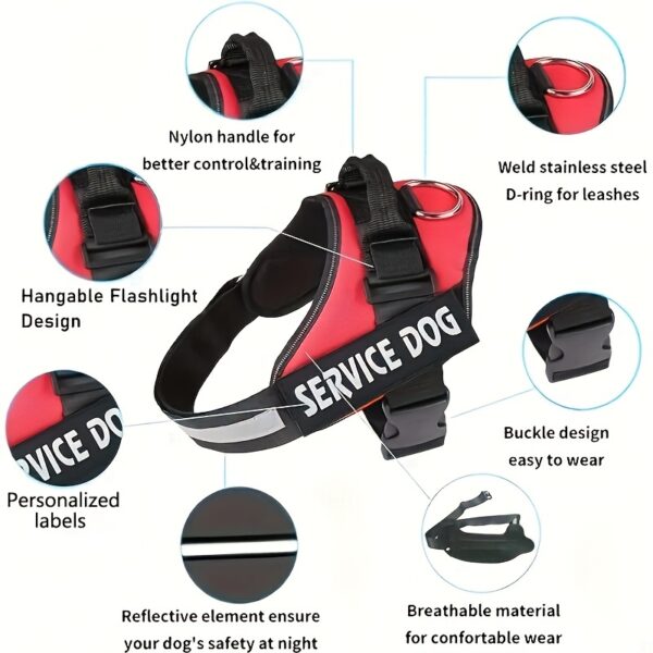 1pc Service Dog Vest Harness with Handle, Adjustable Polyester Pet Carrier for Outdoor Use, Graphic Pattern, No Battery Required, Outdoor Pet Gear | Reflective Dog Vest | Sturdy Handle Feature - Image 18