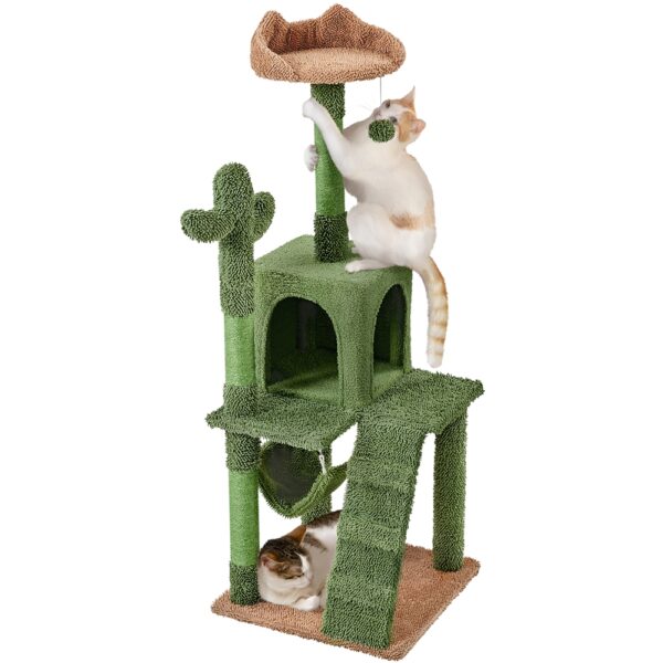 Costoffs 53.5'' Height Cactus Cat Tree Cat Furniture with Natural Sisal Hammock Platform Cat Tree Basket Cat Climbing Tree for Small- to Medium-sized Cats - Image 2