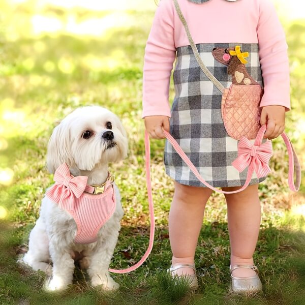 Soft Breathable Dog Collar Harness Leash Set Bowknot Pet Vest Harnesses Adjustable Pet Collars Leads For Small Medium Dogs - Image 12