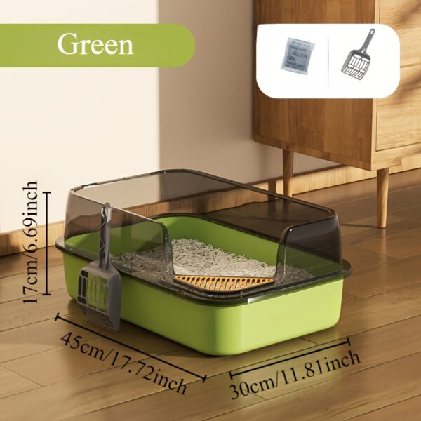 Extra Large Open Cat Litter Box with Scoop, High Sided Splash Guard Semi-Enclosed with Non-Slip Step, Durable Plastic Rectangular Kitty Litter Pan - Image 7