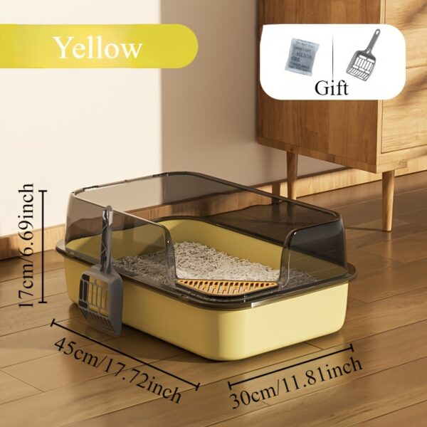 Extra Large Open Cat Litter Box with Scoop, High Sided Splash Guard Semi-Enclosed with Non-Slip Step, Durable Plastic Rectangular Kitty Litter Pan - Image 6
