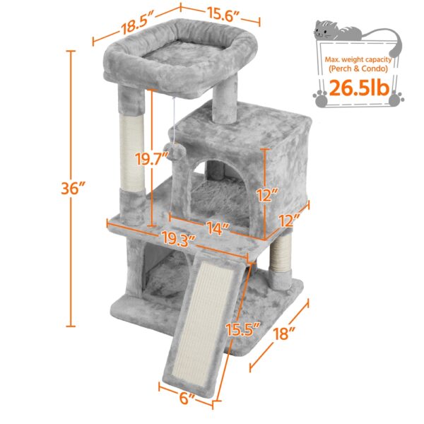 Costoffs 36'' Cat Tree Multilevel Cat Tower with Extra Large Perch & Scratching Posts & Scratching Board for Indoor Cats/ Kittens - Image 18