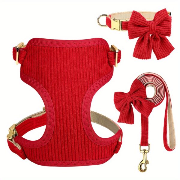 Soft Breathable Dog Collar Harness Leash Set Bowknot Pet Vest Harnesses Adjustable Pet Collars Leads For Small Medium Dogs - Image 9