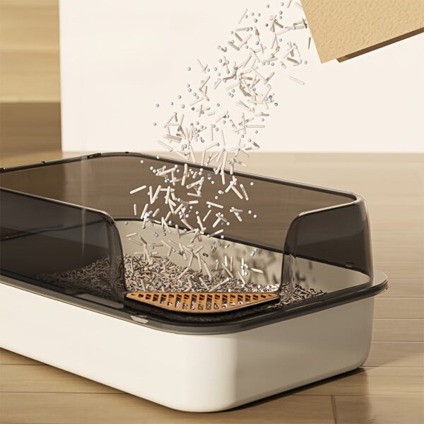 Extra Large Open Cat Litter Box with Scoop, High Sided Splash Guard Semi-Enclosed with Non-Slip Step, Durable Plastic Rectangular Kitty Litter Pan - Image 4