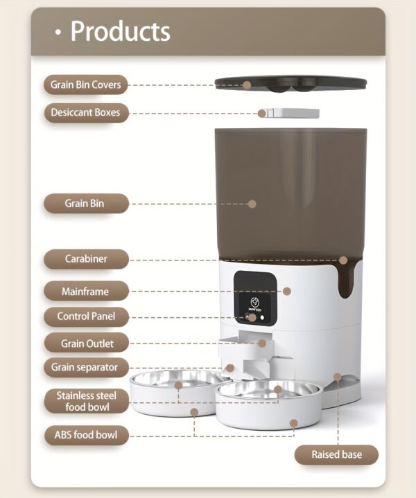 7L Large Capacity PAPIFEED Intelligent Automatic Pet Feeder - WiFi Enabled, Timing Dosing, Double Bowl Design for Cats and Dogs - Convenient, Stress-Free Pet Care Solution - Image 20
