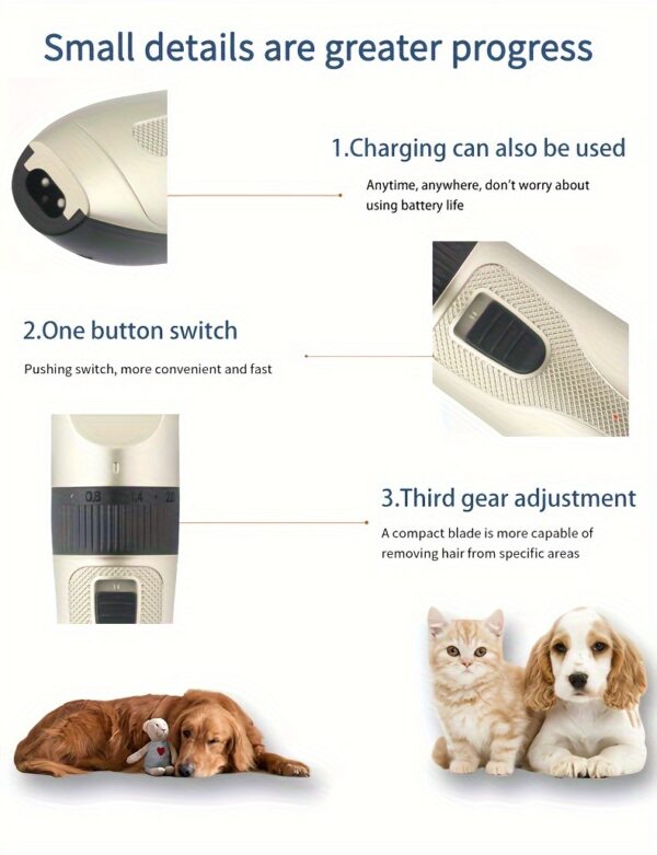 [Professional Pet Grooming Kit] 36V Professional Cordless Pet Grooming Kit - USB Rechargeable Dog And Cat Hair Trimmer with Lithium Battery, Pet Salon Hairdressing Tools Set - Guide Combs, Scissors, And Nail Clippers - Image 11