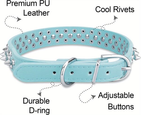 Spiked Fashion Dog Collar Set - Durable, Adjustable, Stylish Design for Training, Walking, and Pet Control - Includes Matching Leash for a Perfect Pet Accessory - Image 37