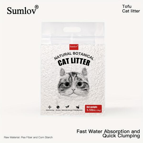 33lbs Dust-Free Sumlov Tofu Cat Litter, Natural Botanical, 5.5Lbs Each Pack, Flushable, Quick Clumping, Odor Control, Made From Pea Fiber And Corn Starch - Image 2