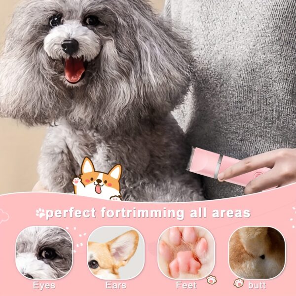 [600mAh Quiet Pet Grooming Kit] Quiet Pet Grooming Kit: Rechargeable Dog & Cat Hair Clippers with Low-Noise Paw Trimmer and Cordless Nail Grinder - USB Powered, 600mAh Battery - Image 8