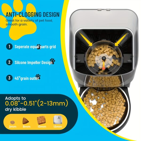 Elevated Automatic Cat Feeders, 19 Cup Timer Dry Food Dispenser for Cats and Dogs Pets with Desiccant Bag, Dog Feeder with Portion Control, Voice Recorder, 1 Pack - Image 11
