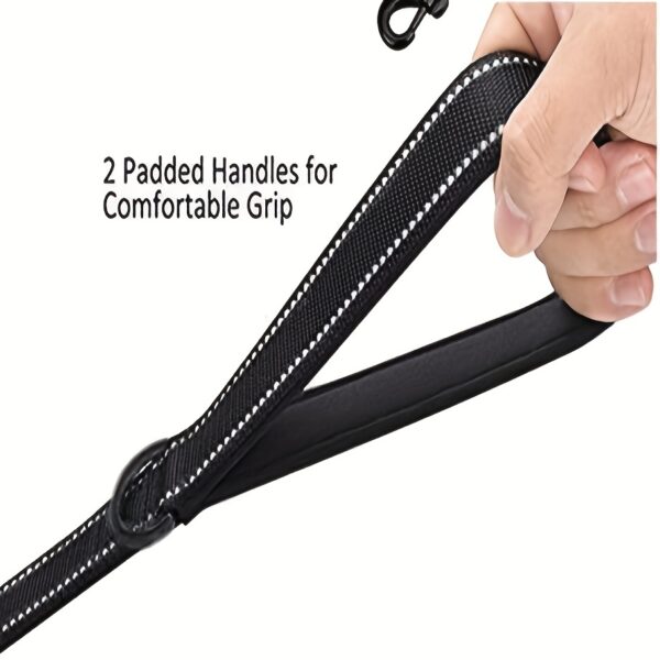 Heavy-Duty Reflective Dog Leash with Dual Handles for Medium and Large Dogs - Improved Control and Visibility During Walks - Image 5