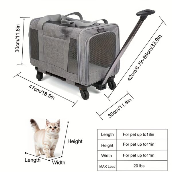 [Extra Large Pet Carrier] Spacious Extra Large Foldable Pet Travel Carrier - Detachable Design, Secure Nylon Trolley Case for Dogs and Cats, Blue, Zipper Closure, Comfortable Wheels for On-the-Go Adventures, Pet Travel Gear | Detachable Pet Carrier | Stur - Image 4