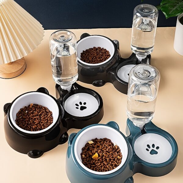 Automatic Pet Feeder & Water Dispenser Set - Non-Electric, Dual Bowl Design for Cats and Dogs - Image 2