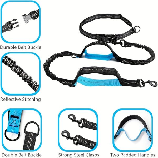 Hands-Free Adjustable Double Handle Dog Leash - Elastic Retractable Rope for Large and Medium Dogs - Perfect for Running, Jogging, and Walking with Your Pet - Image 5