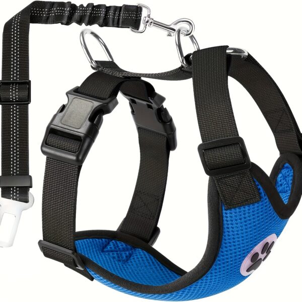 Adjustable Dog Car Harness Seat Belt Set, Pet Vest Harness For Car With Strap - Image 9