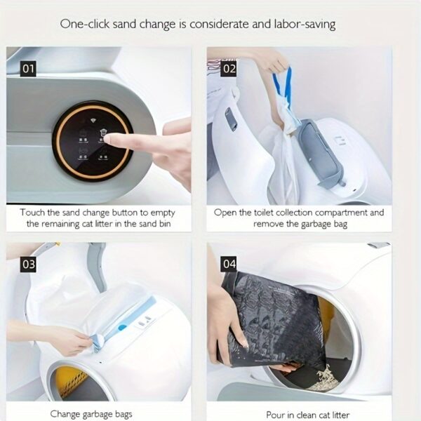 Smart Cat Litter Box, Self Cleaning Cat Litter Box Automatic Cat Litter Cleaning Robot Big Capacity For Multiple Cats - Image 11