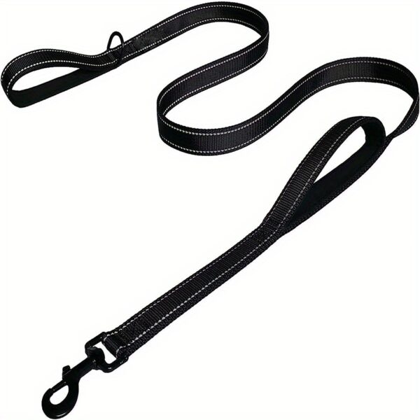 Heavy-Duty Reflective Dog Leash with Dual Handles for Medium and Large Dogs - Improved Control and Visibility During Walks - Image 3