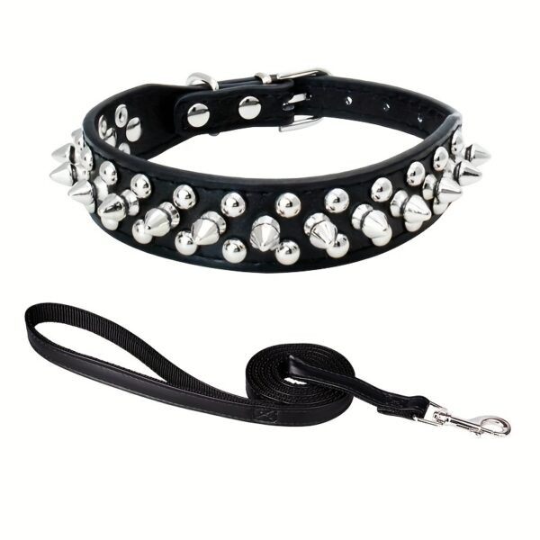 Spiked Fashion Dog Collar Set - Durable, Adjustable, Stylish Design for Training, Walking, and Pet Control - Includes Matching Leash for a Perfect Pet Accessory - Image 6