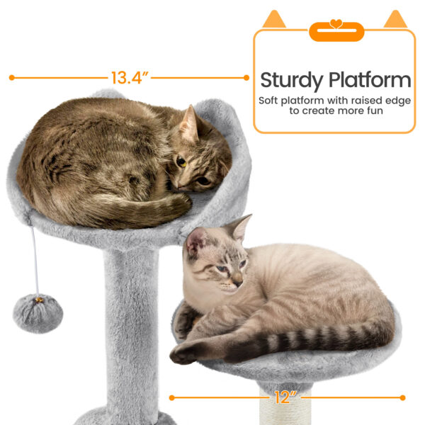 Costoffs 69inch Cat Tree, Multilevel Cat Towers W/ Double Cat Condo, Hammock, Basket, Double Plush Perches Sisal Rope Furry Ball for Cats Kittens - Image 7