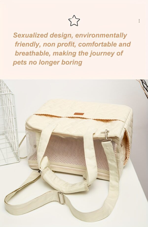 Portable Canvas Dog Carrier Bag - Breathable, Large Capacity Pet Tote with Shoulder Strap for Small to Medium Breeds - Available in Beige, Gray, Pink - Image 24