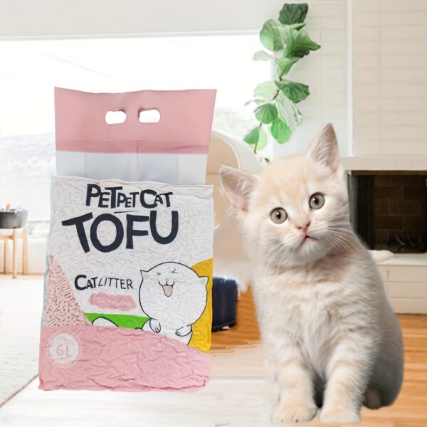 Flushable Tofu Cat Litter, 5.51LB (1.59gal) - Natural, Clumping, Odor-Free, Pet Cleaning Supplies - Image 3