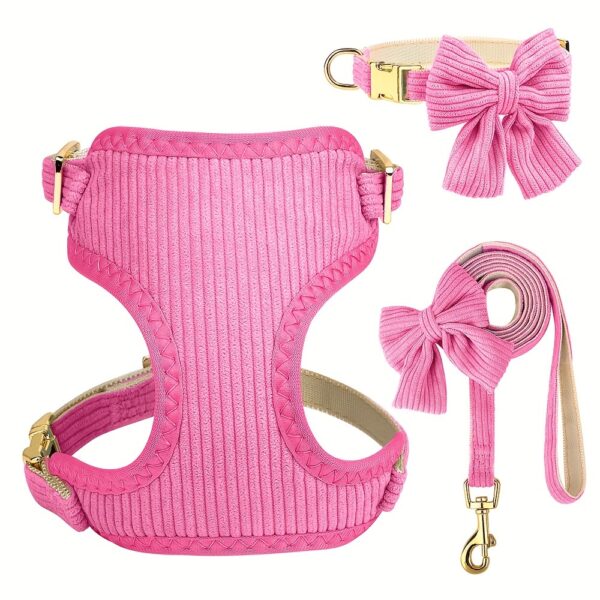 Soft Breathable Dog Collar Harness Leash Set Bowknot Pet Vest Harnesses Adjustable Pet Collars Leads For Small Medium Dogs - Image 11