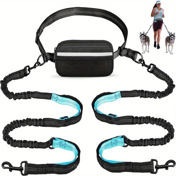 Hands-Free Adjustable Double Handle Dog Leash - Elastic Retractable Rope for Large and Medium Dogs - Perfect for Running, Jogging, and Walking with Your Pet - Image 3