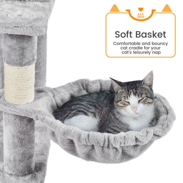 Costoffs 69inch Cat Tree, Multilevel Cat Towers W/ Double Cat Condo, Hammock, Basket, Double Plush Perches Sisal Rope Furry Ball for Cats Kittens - Image 9