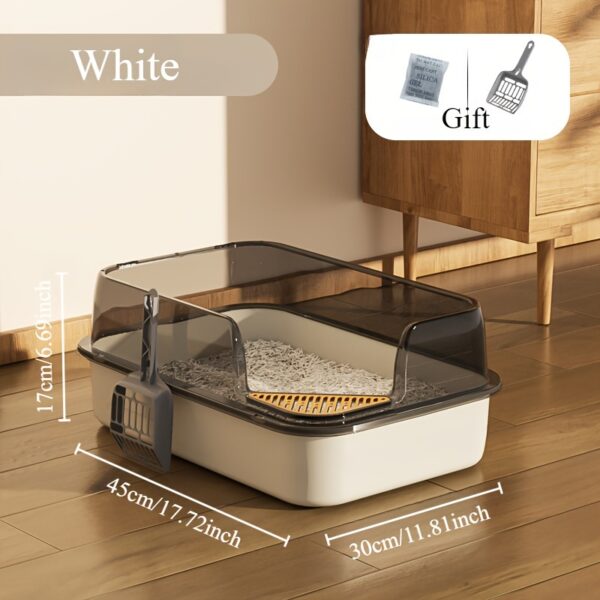 Extra Large Open Cat Litter Box with Scoop, High Sided Splash Guard Semi-Enclosed with Non-Slip Step, Durable Plastic Rectangular Kitty Litter Pan - Image 2
