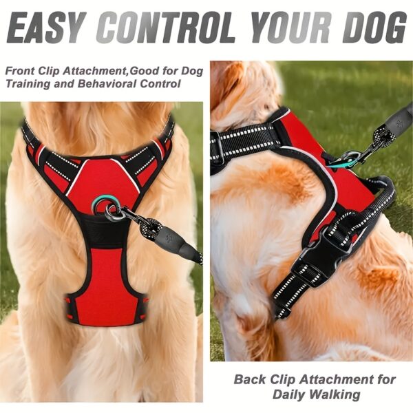Adjustable No-Pull Dog Harness with Padded Vest and Dual Leash Clips - Prevents Choking and Provides Comfortable Walking Experience - Image 6