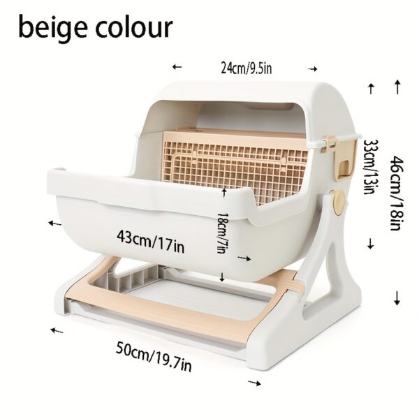 Portable Cat Litter Box, Semi-automatic Cat Litter Box Semi-enclosed Anti-splash Cat Toilet, Double Layer Design Indoor Cat Toilet For Easy Cleaning - Image 2