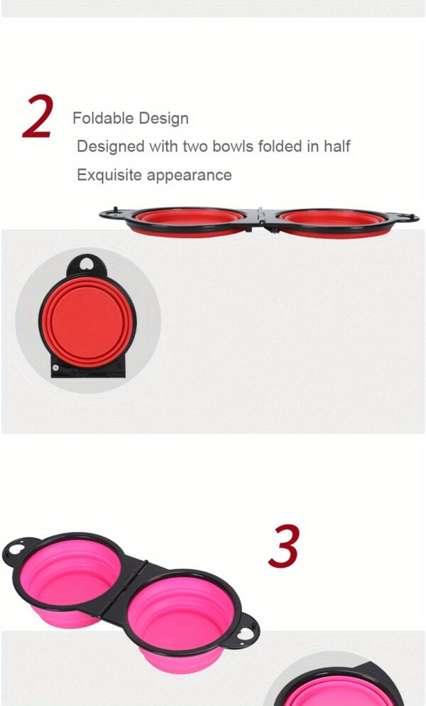 Collapsible Silicone Dog Travel Bowls, 2 In 1 Double Bowls Folding TPE Dog Food Bowl Water Bowl, Hangable Dog Feeder Dish Bowl For Outdoor Walking Camping Traveling - Image 19