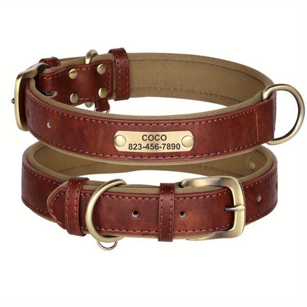 [Custom Dog Collar] Soft Padded Custom Engraved Dog Collar with ID Nameplate - Adjustable Pet Collars for Small to Large Dogs - Solid Pattern, Durable Material, Personalized - Image 16