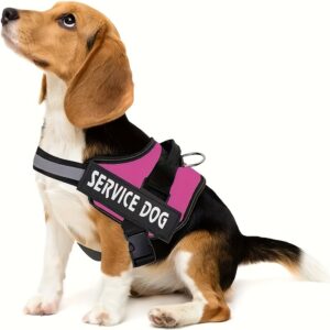 1pc Service Dog Vest Harness with Handle, Adjustable Polyester Pet Carrier for Outdoor Use, Graphic Pattern, No Battery Required, Outdoor Pet Gear | Reflective Dog Vest | Sturdy Handle Feature
