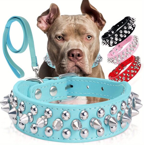 Spiked Fashion Dog Collar Set - Durable, Adjustable, Stylish Design for Training, Walking, and Pet Control - Includes Matching Leash for a Perfect Pet Accessory - Image 35