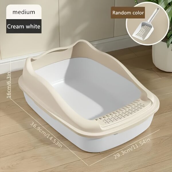 1pc Cat Litter Box, Oversized Semi Enclosed Cat Toilet, Anti Sand Small Kitten Litter Box - Image 7