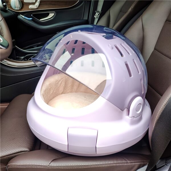 1pc Space Capsule Cat Litter Box, Portable Cat Carrier, PVC Material, Airline-Approved Pet Travel Carrier, Transparent Dome With Ventilation, Modern Cat Toilet, Handheld Cat Cage - Image 5