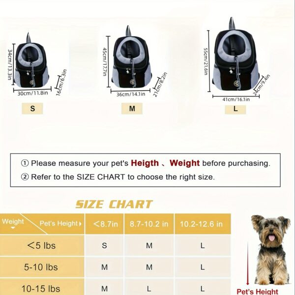 Small Medium Dog Carrier Backpack Pet Carrier with Breathable Strips, Front Pack Travel Bag for Cats - Image 4