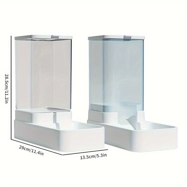 2-in-1 Automatic Pet Feeder and Water Dispenser for Cats and Dogs - Gravity-Fed Water Bottle with Clear Reservoir, White Plastic Food Storage Container, Indoor Convenient Feeding Station - Image 2