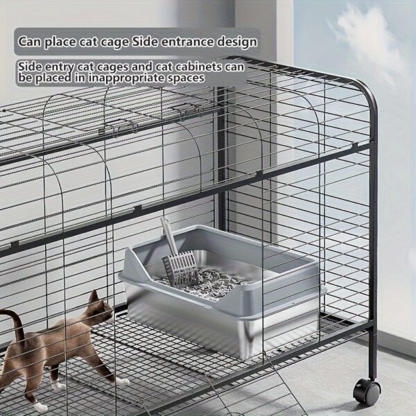 XL High-Sided Rectangle Stainless Steel Cat Litter Box - Spill-Proof, Easy Clean, Odor-Resistant, Durable, and Hygienic - Includes Plastic Pan and Scoop for Multiple and Large Cats - Image 6