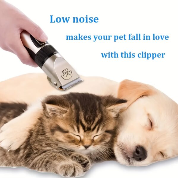 [Cordless Trimmer for Dogs & Cats] Whisper-Quiet Electric Pet Grooming Kit - USB Rechargeable, Cordless Trimmer for Dogs & Cats with Limit Combs, Professional Shaver Tool Set, Golden Finish - Ideal for All Hair Types, Home Pet Styling|Ergonomic Design|Met - Image 4