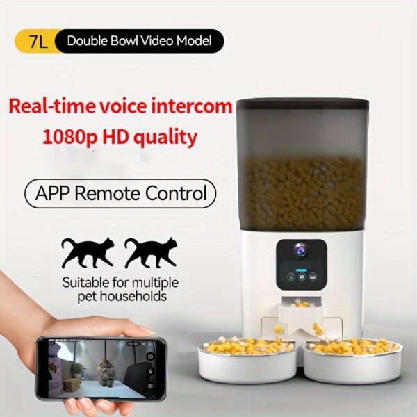 7L Large Capacity PAPIFEED Intelligent Automatic Pet Feeder - WiFi Enabled, Timing Dosing, Double Bowl Design for Cats and Dogs - Convenient, Stress-Free Pet Care Solution - Image 5